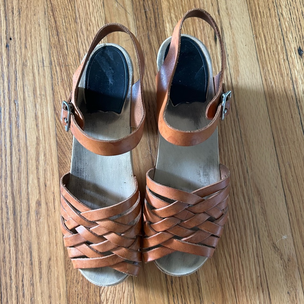 Swedish Hasbeens braided heeled Clog-size 40